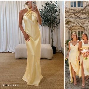 JASMINE SHOW ME YOUR MUMU Yellow Halter Neck Dress